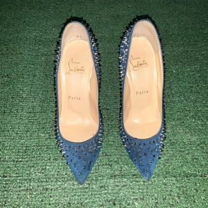 Blue Louboutin heels